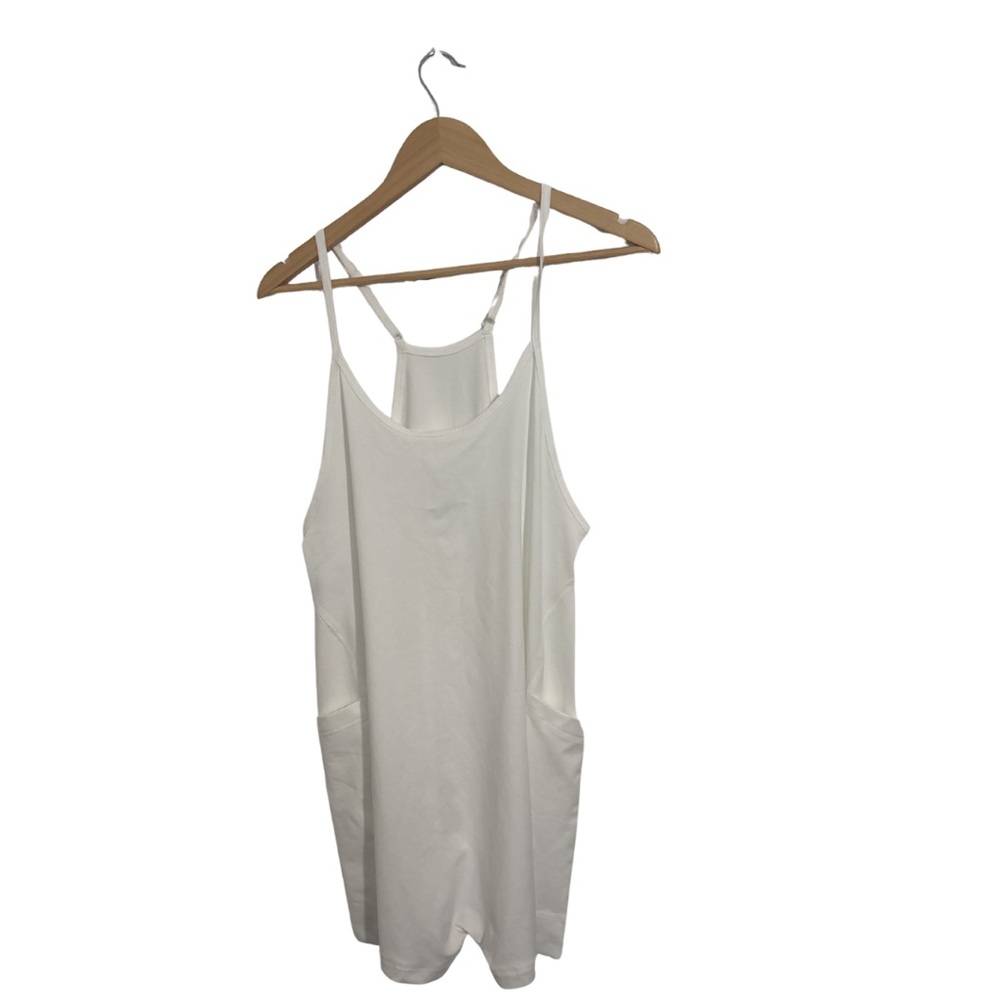 White Sleeveless Romper with Pockets